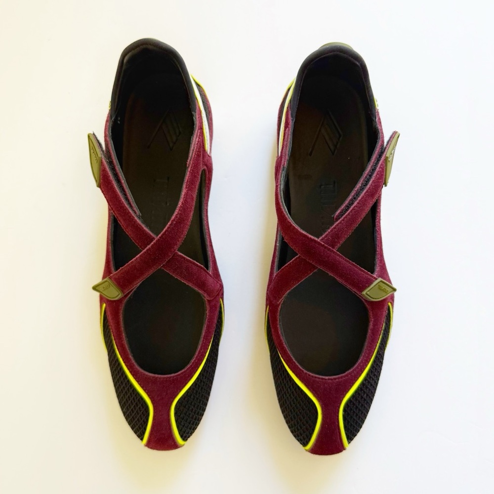 THE ATTICO VIOLET SUEDE FLOOR 01 BLACK MESH TRIM BALLERINA FLAT - Picture 2 of 16